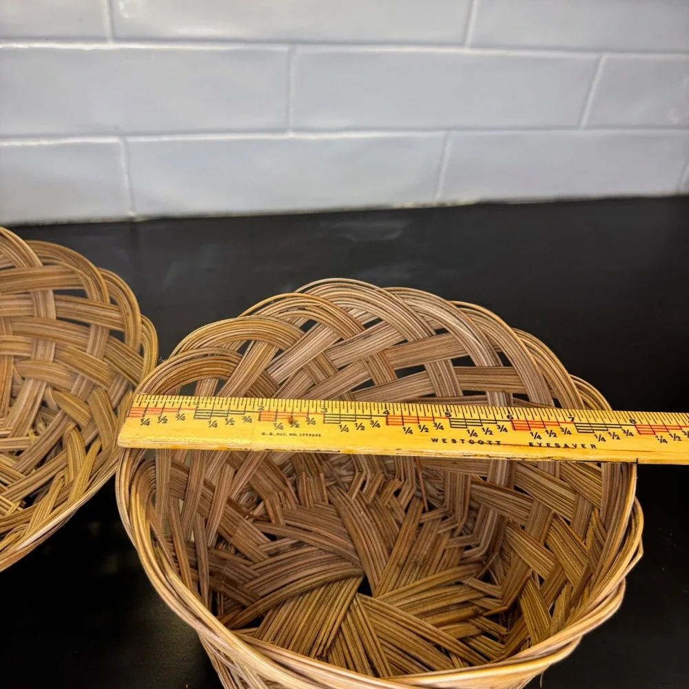 Woven Wicker Basket Set 3pc Tan Red Boho Rustic Home Decor Philippines 1110